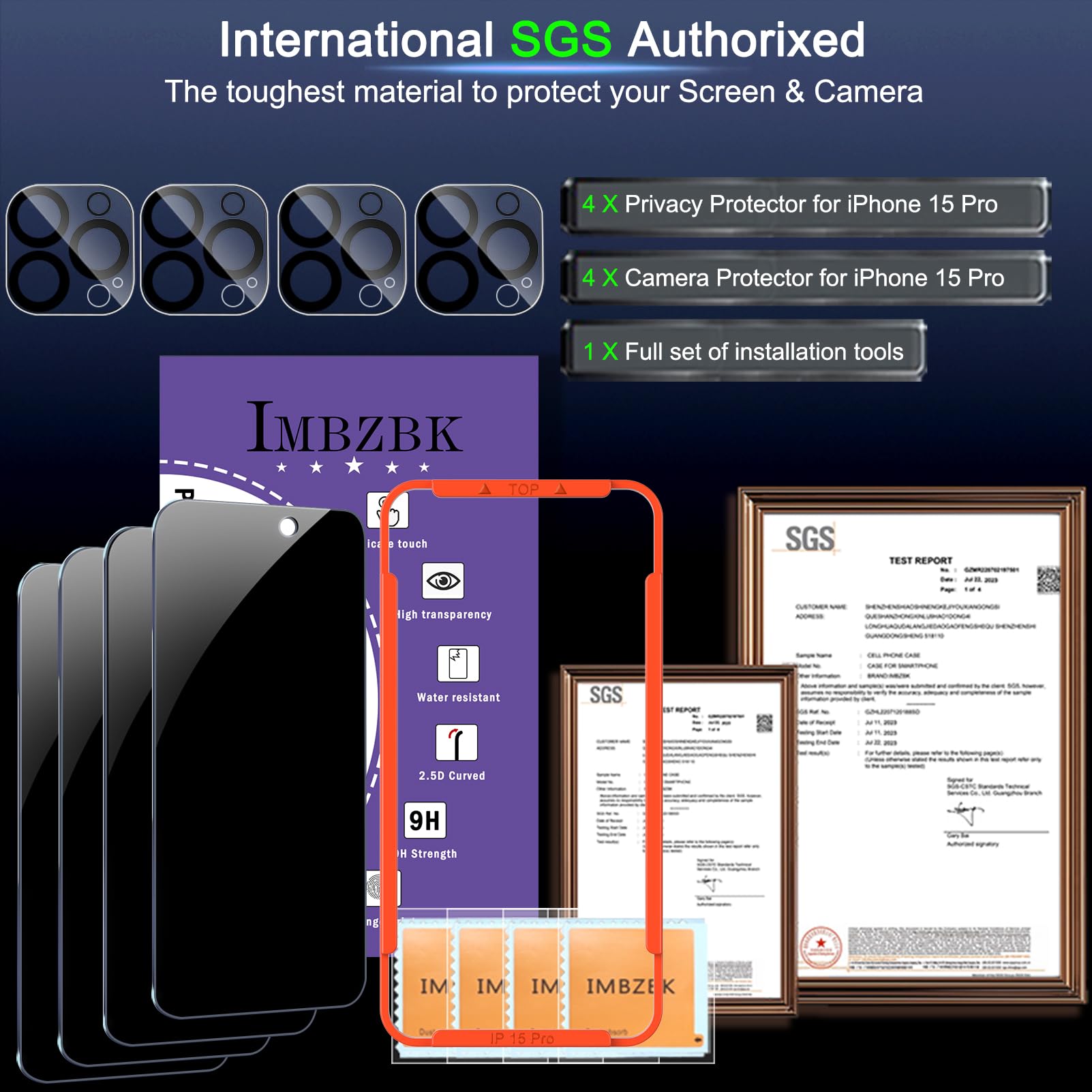 Apple - masakoba3151 IMBZBK 4 Pack Privacy Screen Protector for iPhone 15